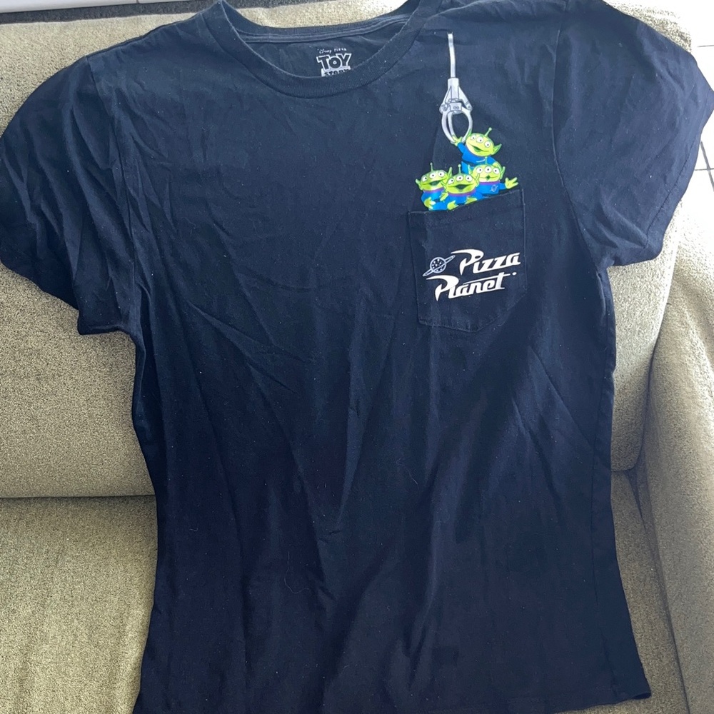 Disney Black Pizza Planet Short Sleeve Pocket Tee